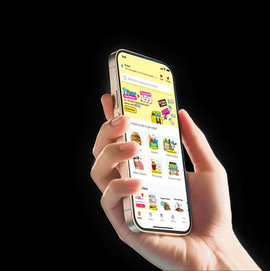 A preview of the HungerStation app on a mobile device